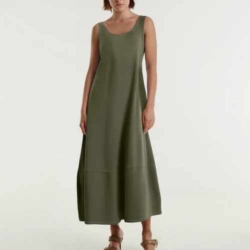 Vista 3 de Vestidos de iglesia para mujer 2025, casual, holgado, sin mangas, largo, fluido, vestido de verano con bolsillos