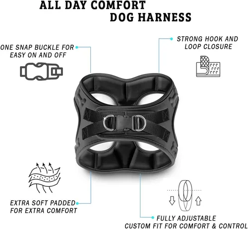 Vista 3 de Arnés de Ajuste Cómodo Step-in para Perros y Cachorros - Arnés de Chaleco Cómodo para Perros para Todo Clima: Ajustable, Suavemente Acolchado, Fácil