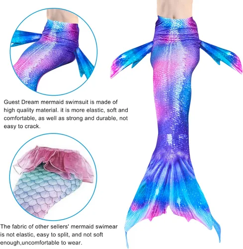 Vista 5 de Mermaid Tails - Traje de baño de princesa para niñas Cerulean