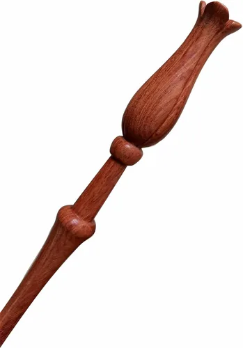 Vista 8 de Handicraftviet Varita de madera tallada a mano, varita mágica para coleccionar y cosplay, 15 pulgadas para niños y adultos en Halloween, Navidad