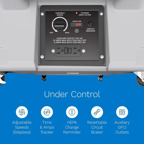 Vista 4 de hOmeLabs Depurador de aire portátil con filtración de 3 etapas, máquina de aire negativo apilable para uso industrial y comercial, limpiador de aire