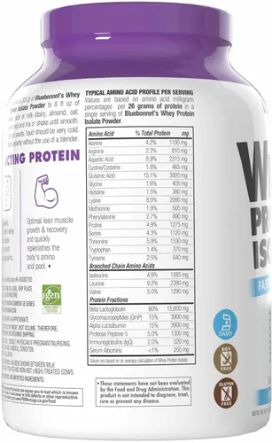 Vista 10 de Bluebonnet Nutrición 100% Natural Proteína WHEY Isolate Powder, 743715015654, 1, 1 Kosher