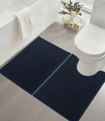 Vista 14 de YIHOUSE Juego de 2 tapetes de baño ultrafinos de secado rápido, tapete de baño absorbente para baño, antideslizante, lavable a máquina (beige)