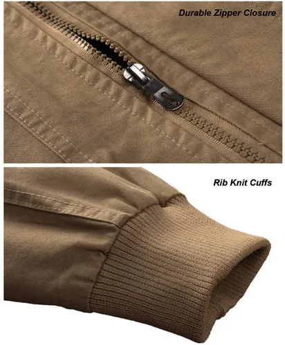 Vista 4 de EKLENTSON Men's Winter Jacket with Multi Pockets Zip Front Thick Thermal Fleece Lined Coat Work Cargo Jacket for Men