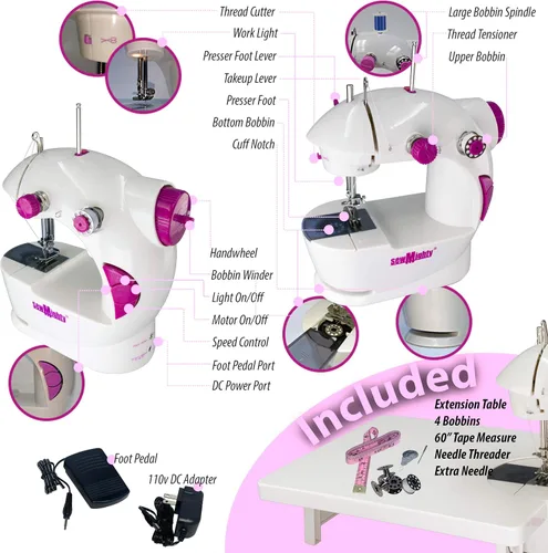 Vista 3 de Las máquinas de coser portátiles originales - Perfectas para niños, viajes, reparaciones rápidas y pequeños proyectos - Doble velocidad, batería