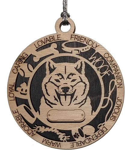 Vista 211 de Adorno de Navidad personalizado para perro Cavalier King Charles Spaniel, redondo de 3 pulgadas, madera cortada con láser de 2 capas, nombre y texto