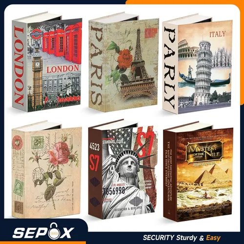Vista 6 de SEPOX® 6 cajas de seguridad diferentes para libros, caja grande para libros con cerradura de combinación reajustable de primera calidad, segura