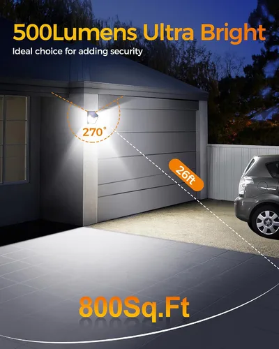 Vista 4 de 160 luces LED solares de movimiento para exteriores, luces solares de pared de 3 lados para exteriores, gran angular de 270°, 3 modos