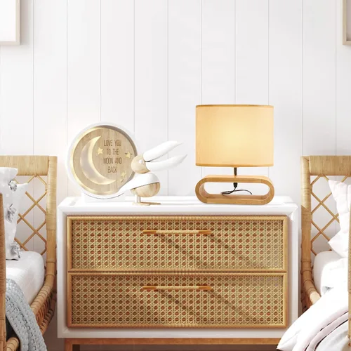 Vista 7 de Lámpara de Mesa, Lámpara de Mesita de Noche Tradicional, Lámpara de Escritorio, Lámpara Geométrica con Sombra para Sala de Estar, Dormitorio