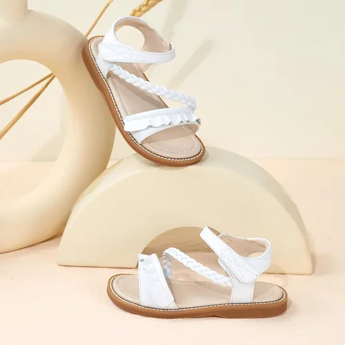 Vista 3 de GINFIVE Sandalias de punta abierta para niños y niñas pequeñas, zapatos planos