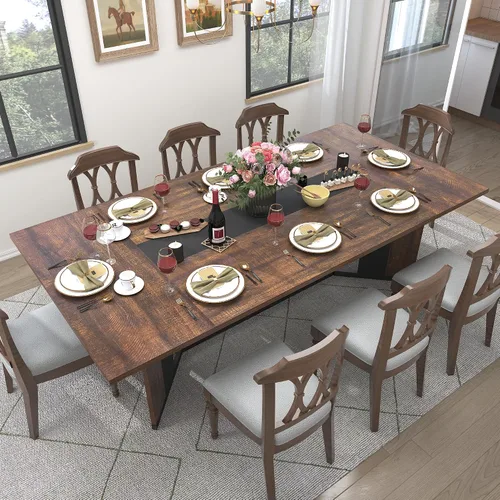 Vista 7 de Hlivelood Mesa de comedor grande de 78 pulgadas para 6 8 personas, mesa de cocina rectangular de madera con mesa impermeable, muebles rectangulares