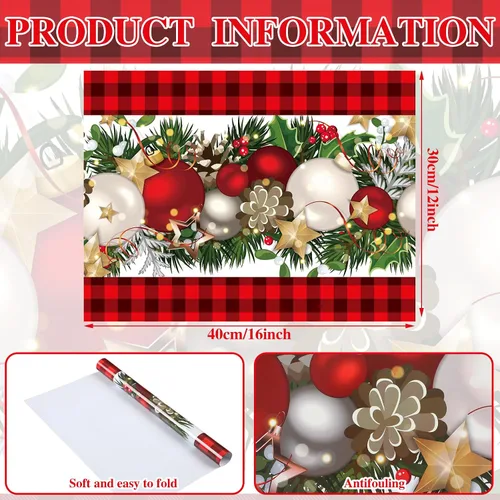 Vista 2 de Fulmoon 50 Manteles Individuales de Papel Navideños 12'' x 16'' Manteles Individuales Desechables Manteles Individuales Navideños Decorativos a