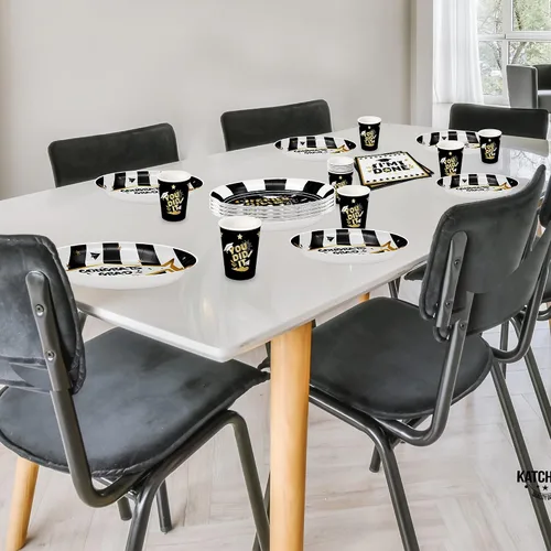 Vista 5 de KatchOn, Platos y servilletas de graduación 2024 – Paquete de 100, sirve 25 Suministros para fiesta de graduación 2024 Decoraciones de Negro