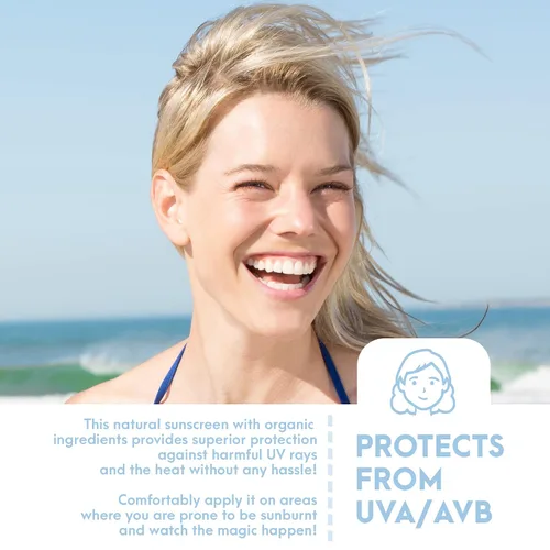 Vista 5 de SPF30 Protector solar natural de amplio espectro, protector solar mineral calmante e hidratante, vegano, bloqueador solar sin parabenos, protector