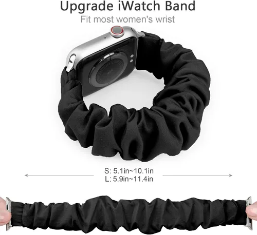 Vista 3 de Greatfine - Correa elástica para reloj Apple Watch Scrunchie de 38mm 40mm 42mm 44mm, correa elástica suave, con iWatch Series 6 SE 5 4 3 2 1, S L