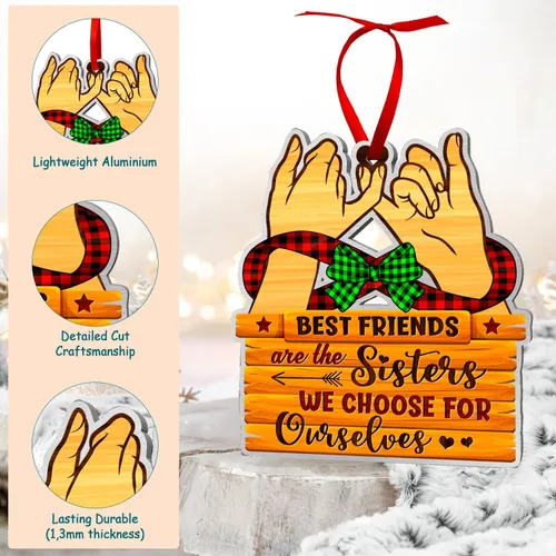 Vista 3 de Adorno de Navidad de Friends 2023, Besties Forever, adorno de aluminio de doble cara (no 3D), regalo para Navidad, decoración de mejores amigas son