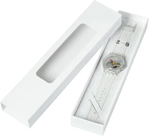 Vista 3 de Swatch Nueva correa de plástico de cuarzo BIO-SOURCED para hombre, transparente, reloj casual 18 (Modelo SO29K100) transparente, Transparente