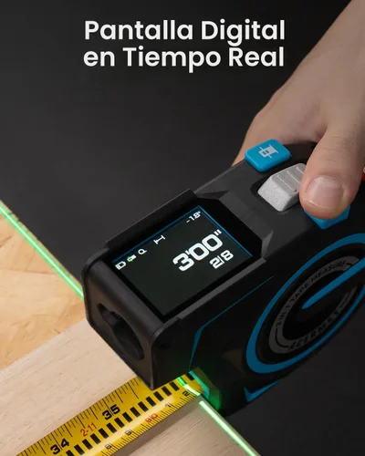 Vista 4 de ACEGMET Cinta métrica digital de 12 pies con medidor de distancia láser