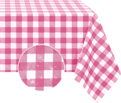 Vista 19 de Romanstile Mantel rectangular de vinilo, 100% impermeable, mantel de plástico a cuadros de búfalo, resistente y lavable para exteriores, campamento