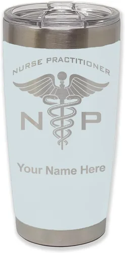 Vista 17 de LaserGram NP Nurse Practioner - Vaso aislado al vacío de 20 onzas, grabado personalizado incluido (negro)