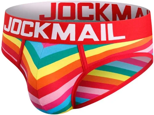 Vista 4 de JOCKMAIL 3 unidspack hombres calzoncillos ropa interior de algodón para hombre Rainbow Stripe ropa interior calzoncillos cómodos calzoncillos
