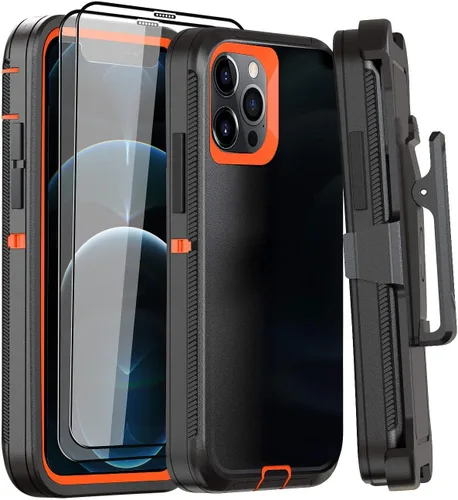 Vista 28 de Funda para iPhone 12 Mini con funda de clip para cinturón y 2 protectores de pantalla, funda de protección completa resistente de grado militar a