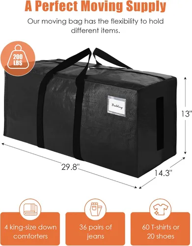 Vista 4 de SWEET DOLPHIN Paquete de 8 bolsas de mudanza resistentes de 200 libras con asas envolventes, bolsas de almacenamiento extra grandes para ahorrar