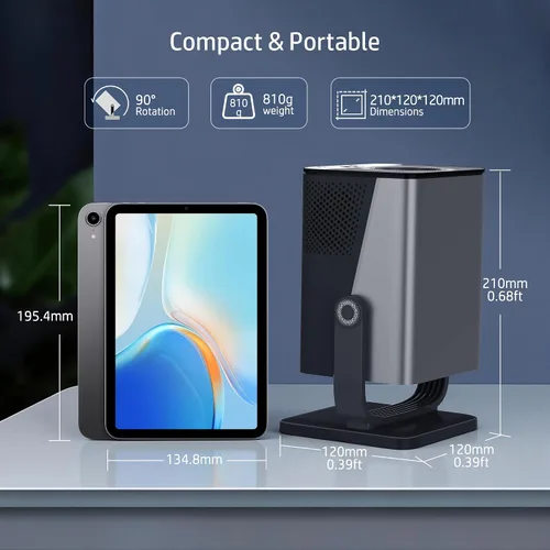 Vista 9 de HP Proyector FHD portátil MC475, aplicación oficial de Netflix, WiFi, Bluetooth, lente de corto alcance, soporte 4K, enfoque automático y Keystone