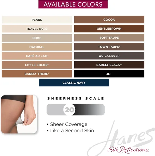 Vista 5 de Hanes Silk Reflections - Pantimedias sedosas transparentes y con control superior, puntera reforzada