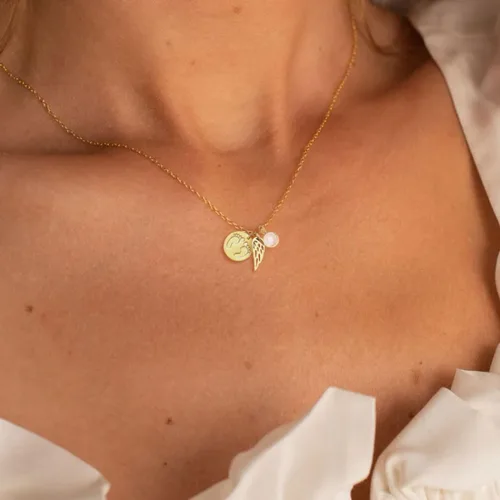 Vista 2 de Regalos de aborto espontáneo para madres Collar con colgante de ángel guardián para pérdida de embarazo Piedra de nacimiento Recuerdo de mí Regalo