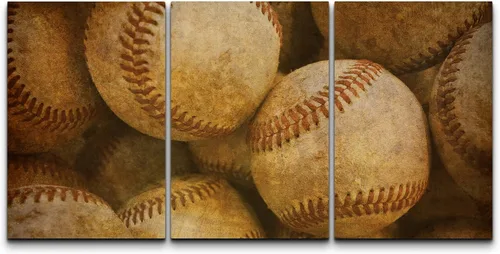 Vista 133 de wall26 Lienzo enmarcado para pared, juego de arte de primer plano, detalles de costuras de béisbol, atletas deportivos, fotografía, moderno