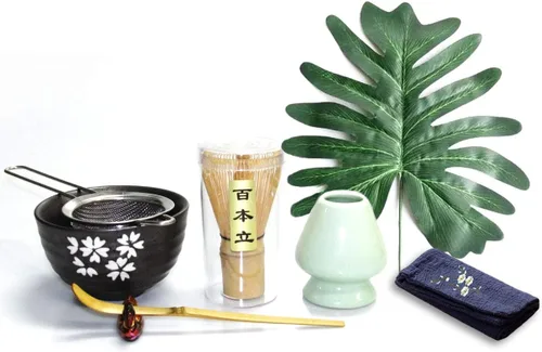 Vista 6 de Artcome Juego de té matcha, batidor de matcha, cuchara tradicional, cuenco matcha, soporte para batidor de cerámica, kit de ceremonia matcha hecho a
