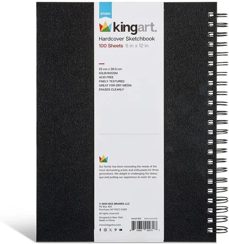 Vista 5 de KINGART Cuaderno de bocetos de tapa dura, 1 paquete, 9 x 12 pulgadas
