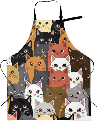 Vista 17 de Delantales florales azules para el hogar, 2 bolsillos, 33 x 28 pulgadas, para hombres y mujeres, diseño floral gris, impermeable, para manualidades