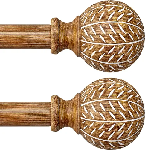 Vista 11 de QDWIS Barras de cortina de bola blancas antiguas para ventanas de 28 a 48 pulgadas, barra de cortina ajustable resistente de 1 pulgada, juego