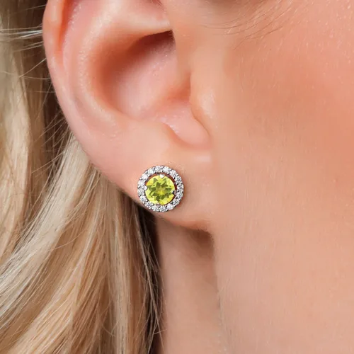 Vista 100 de Gem Stone King Aretes redondos de plata de ley 925 de 0.236 in con piedra natal extraíble para mujer
