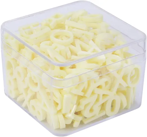 Vista 15 de Exceart 200 adornos de resina con parte trasera plana del alfabeto con caja de almacenamiento de plástico para manualidades, álbumes de recortes