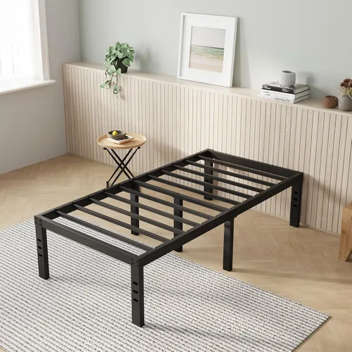 Vista 23 de Novilla Base de cama tamaño Queen, base de cama con plataforma de metal de 14 pulgadas tamaño Queen con espacio de almacenamiento debajo de la cama