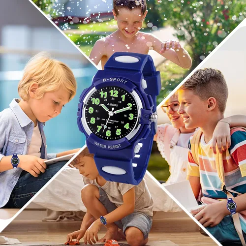 Vista 5 de Juboos Reloj analógico para niños, reloj de cuarzo impermeable para niños de 5 a 18 años, para enseñar deportes al aire libre, regalos para niños
