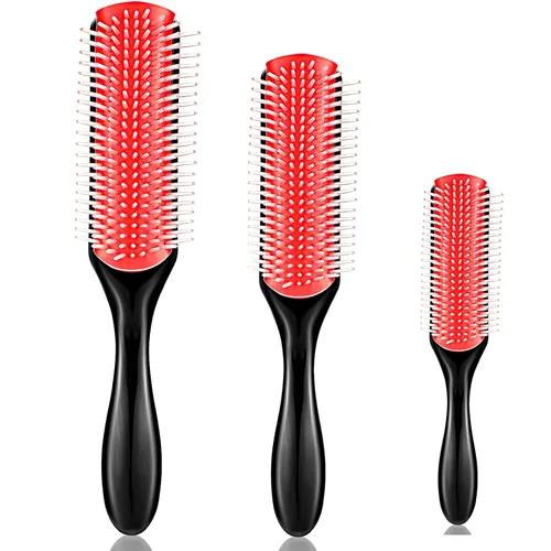 Vista 8 de Patelai Cepillo de pelo de nailon para cabello natural, cepillo desenredante de viaje para mujeres y hombres, voluminizador, moldeador, separación