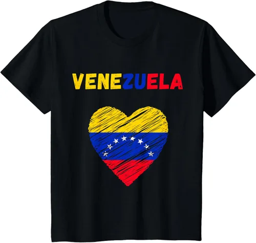 Vista 49 de Camiseta con la bandera venezolana con corazón de Venezuela, Negro