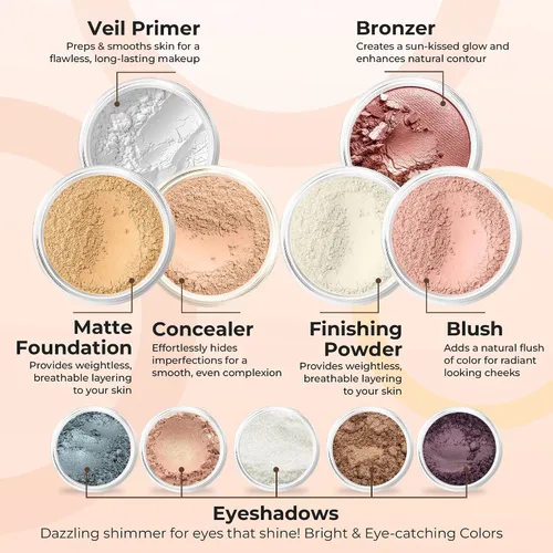 Vista 3 de Kit de maquillaje mineral de tamaño completo, set de base mate, Beige