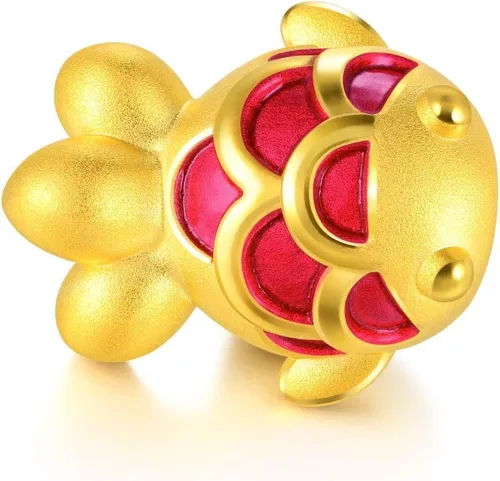 Vista 4 de CHOW SANG SANG 999 Pulsera de oro macizo de 24 quilates con dije de pez dorado para mujer 91505C