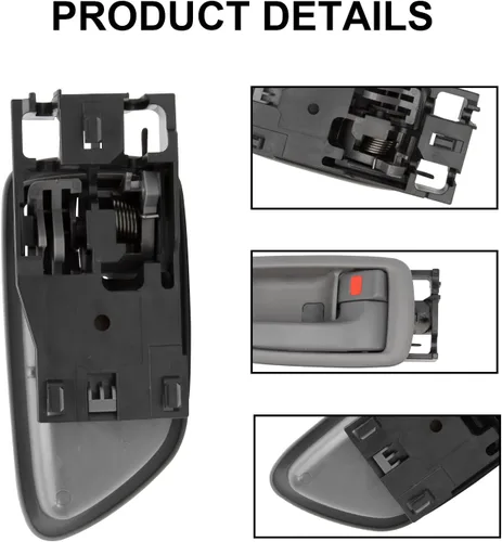 Vista 6 de 2 piezas manijas interiores de puerta compatibles con Sequoia 2001-2007 Tundra 2004-2006 (cabina doble SOLAMENTE), manija interior delantera