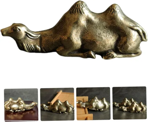 Vista 4 de NOLITOY 4pcs Camel Pen Holder Chinese Brush Rack Camel up Camel Figurines Calligraphy Brush Holder Calligraphy Brush Rest Copper Camel Statue Camel