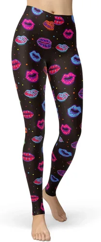 Vista 14 de sissycos - Leggings para mujer de los años 80 con estampado neón salpicado artístico, suaves como la seda y elásticas Splash abstracto