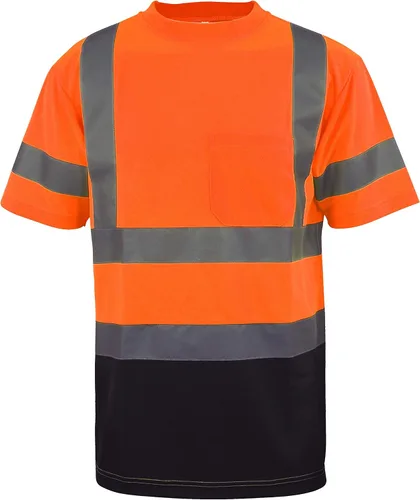 Vista 5 de L&M Playera de Seguridad Hi Vis Clase 3 Reflectante Negra, Manga Corta/Larga, Alta Visibilidad