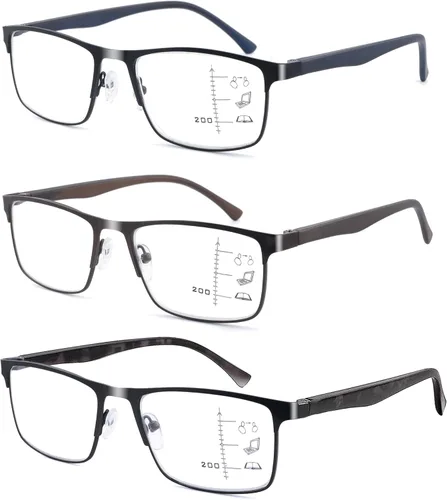 Vista 10 de 3 Pack Men Anti Blue Light Reading Glasses, Progressive & No Line Bifocal Readers