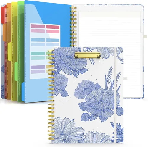 Vista 11 de Sooez Folio portapapeles con bloc de notas recargable, carpeta con 10 bolsillos de almacenamiento para tamaño carta, cuaderno portapapeles