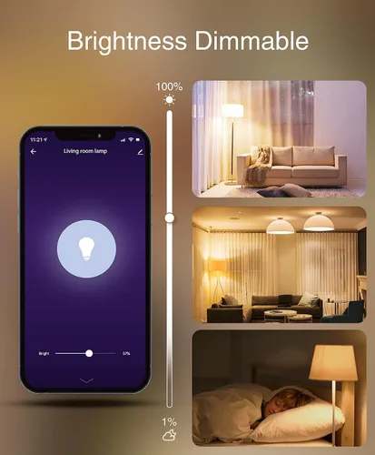 Vista 7 de Bombilla inteligente Wi-Fi (blanca), paquete de 6, compatible con Alexa y Google Assistant